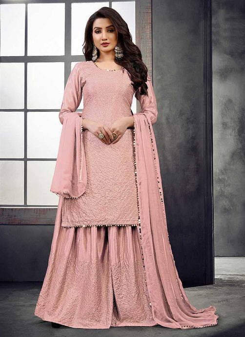 Pink Embroidered Stylish Palazzo Style Suit fashionandstylish.myshopify.com