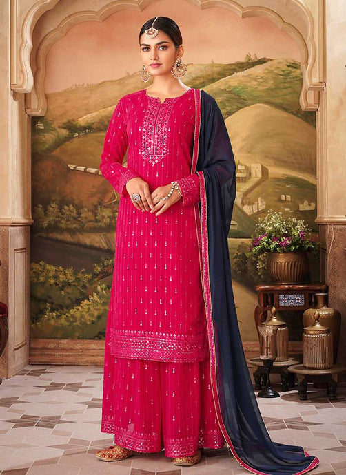 Pink Embroidered Stylish Palazzo Style Suit fashionandstylish.myshopify.com