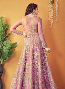 Pink Floral Embroidered Designer Lehenga Style Anarkali fashionandstylish.myshopify.com