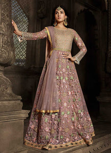 Pink Floral Embroidered Heavy Anarkali Suit fashionandstylish.myshopify.com