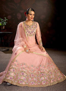 Pink Floral Embroidered Stylish Kalidar Anarkali fashionandstylish.myshopify.com