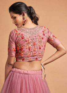 Pink Floral Heavy Embroidered Designer Lehenga Choli fashionandstylish.myshopify.com