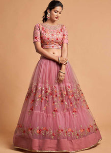 Pink Floral Heavy Embroidered Designer Lehenga Choli fashionandstylish.myshopify.com
