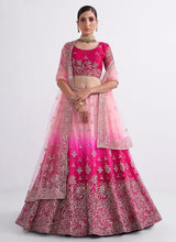 Load image into Gallery viewer, Pink Floral Shaded Embroidered Heavy Designer Lehenga
