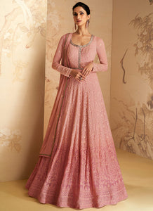 Pink Heavy Embroidered Gown Style Anarkali