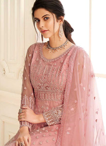 Pink Heavy Embroidered Kalidar Gown Style Anarkali fashionandstylish.myshopify.com