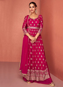 Pink Heavy Embroidered Stylish Sharara Suit