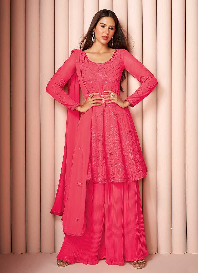 Pink Heavy Embroidered Stylish Sharara Suit fashionandstylish.myshopify.com