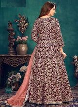 Load image into Gallery viewer, Pink Heavy Embroidered Stylish Velvet Anarkali Suit fashionandstylish.myshopify.com
