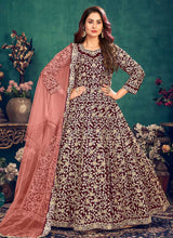 Load image into Gallery viewer, Pink Heavy Embroidered Stylish Velvet Anarkali Suit fashionandstylish.myshopify.com
