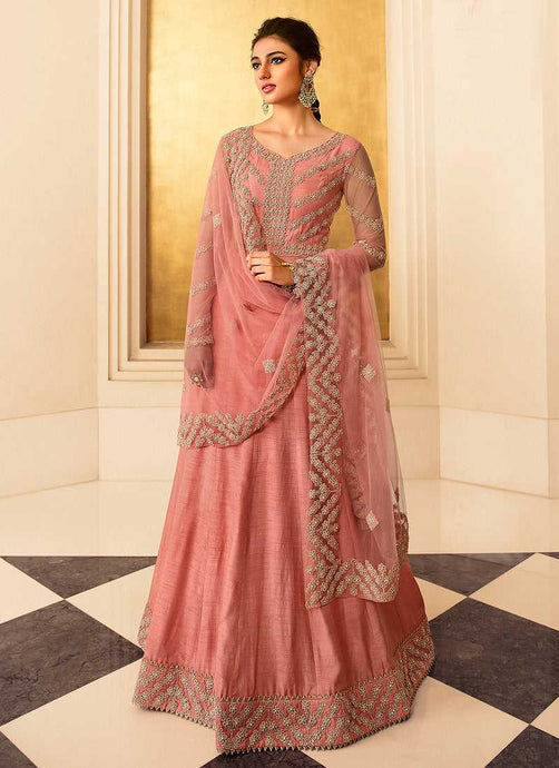 Pink Heavy Neck Embroidered Gown Style Anarkali fashionandstylish.myshopify.com