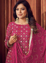 Load image into Gallery viewer, Pink Mirror Embroidered Sharara Style Suit fashionandstylish.myshopify.com

