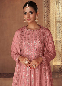 Pink Mirror Embroidered Stylish Sharara Suit
