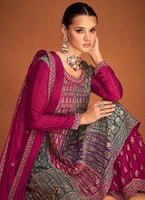 Load image into Gallery viewer, Pink Multicolor Embroidered Sharara Style Suit
