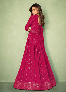 Pink Sequins Embroidered Jacket Style Anarkali Suit fashionandstylish.myshopify.com