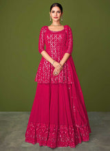 Load image into Gallery viewer, Pink Sequins Embroidered Lehenga Style Designer Suit fashionandstylish.myshopify.com
