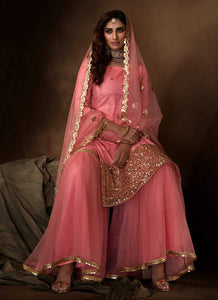 Pink Sequins Work Embroidered Gharara Style Suit fashionandstylish.myshopify.com