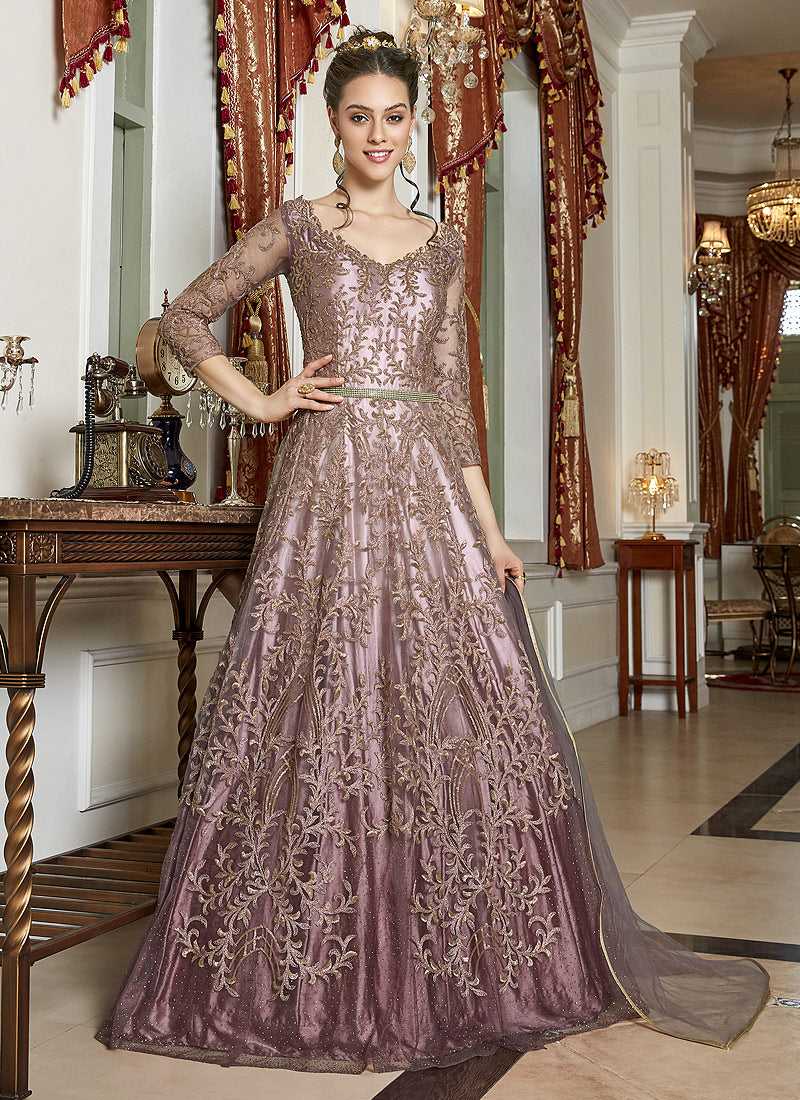 Pink Shaded Heavy Embroidered Gown Style Anarkali fashionandstylish.myshopify.com