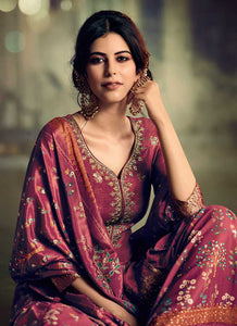 Pink Silk Work Printed Gharara Style Suit fashionandstylish.myshopify.com