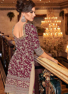 Pink and Cream Embroidered Sharara Style Suit fashionandstylish.myshopify.com