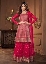 Load image into Gallery viewer, Pink and Gold Designer Embroidered Sharara Suit fashionandstylish.myshopify.com
