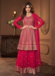Pink and Gold Designer Embroidered Sharara Suit fashionandstylish.myshopify.com