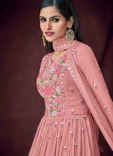 Load image into Gallery viewer, Pink and Gold Embroidered Anarkali Style Lehenga fashionandstylish.myshopify.com
