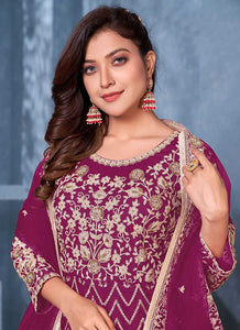 Pink and Gold Embroidered Kalidar Anarkali Suit fashionandstylish.myshopify.com