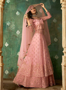 Pink and Gold Embroidered Lehenga fashionandstylish.myshopify.com