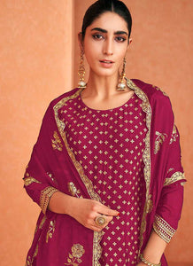 Pink and Gold Embroidered Sharara Style Suit fashionandstylish.myshopify.com