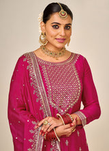 Load image into Gallery viewer, Pink and Gold Embroidered Sharara Style Suit
