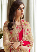 Load image into Gallery viewer, Pink and Gold Embroidered Straight Pant Style Suit fashionandstylish.myshopify.com
