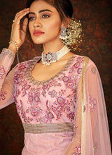 Load image into Gallery viewer, Pink and Gold Floral Embroidered Kalidar Anarkali fashionandstylish.myshopify.com
