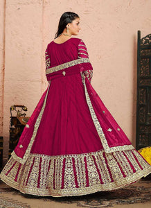 Pink and Gold Heavy Embroidered Kalidar Anarkali Suit fashionandstylish.myshopify.com