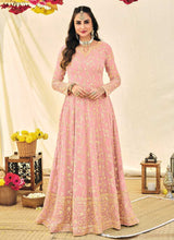 Load image into Gallery viewer, Pink and Gold Heavy Embroidered Kalidar Anarkali fashionandstylish.myshopify.com
