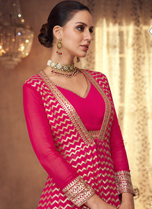 Pink and Gold Heavy Embroidered Lehenga Suit