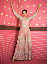 Load image into Gallery viewer, Pink and Gold Kalidar Embroidered Anarkali
