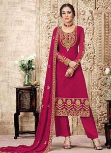Pink and Gold Straight Cut Embroidered Pant Style Suit fashionandstylish.myshopify.com