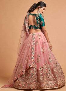 Pink and Green Heavy Embroidered Designer Lehenga Choli fashionandstylish.myshopify.com