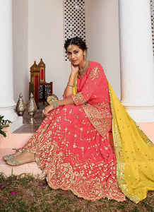 Pink and Yellow Heavy Embroidered Sharara Suit fashionandstylish.myshopify.com