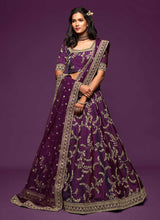 Load image into Gallery viewer, Purple And Gold Silk Embroidered Stylish Lehenga Choli fashionandstylish.myshopify.com
