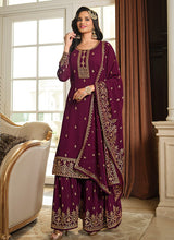 Load image into Gallery viewer, Purple Color Heavy Embroidered Gharara Style Suit
