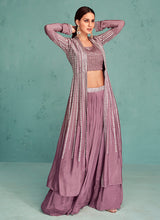 Load image into Gallery viewer, Purple Colour Embroidered Jacket Style Lehenga
