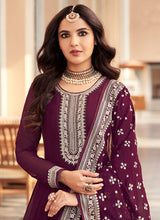Load image into Gallery viewer, Purple Embroidered Designer Anarkali Suit
