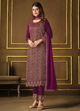 Load image into Gallery viewer, Purple Embroidered Fashionable Pant Style Suit fashionandstylish.myshopify.com

