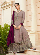 Load image into Gallery viewer, Purple Embroidered Mirror Work Palazzo Style Suit fashionandstylish.myshopify.com
