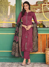 Load image into Gallery viewer, Purple Embroidered Straight Pant Style Suit fashionandstylish.myshopify.com
