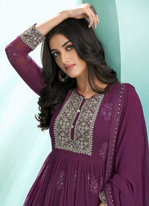Purple Embroidered Stylish Kalidar Anarkali Suit fashionandstylish.myshopify.com