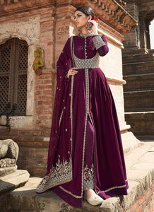 Purple Embroidered Stylish Kalidar Gown Style Anarkali fashionandstylish.myshopify.com