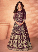 Load image into Gallery viewer, Purple Floral Embroidered Stylish Kalidar Anarkali fashionandstylish.myshopify.com
